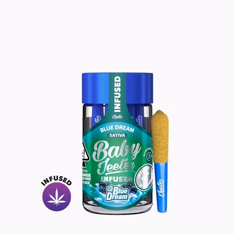 Blue Dream -  0.5g x 5 PACK BABY JEETER PREROLL - INFUSED AND KIEF COATED - Jeeter