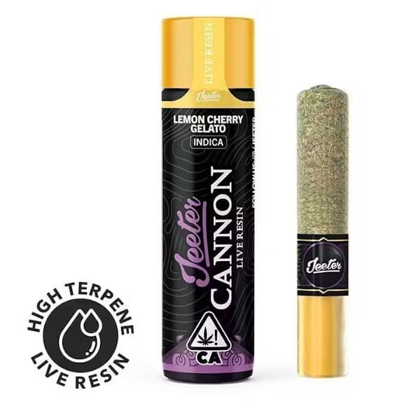 Lemon Cherry Gelato -  1.3g Live Resin Infused Cannon - Preroll Single Joint Blunt - Jeeter