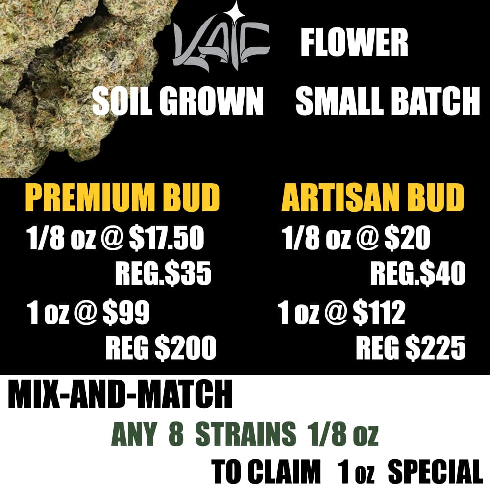 Special Offer -  INFO CARD for 3.5g Indoor Soil Grown Flower - Kaif