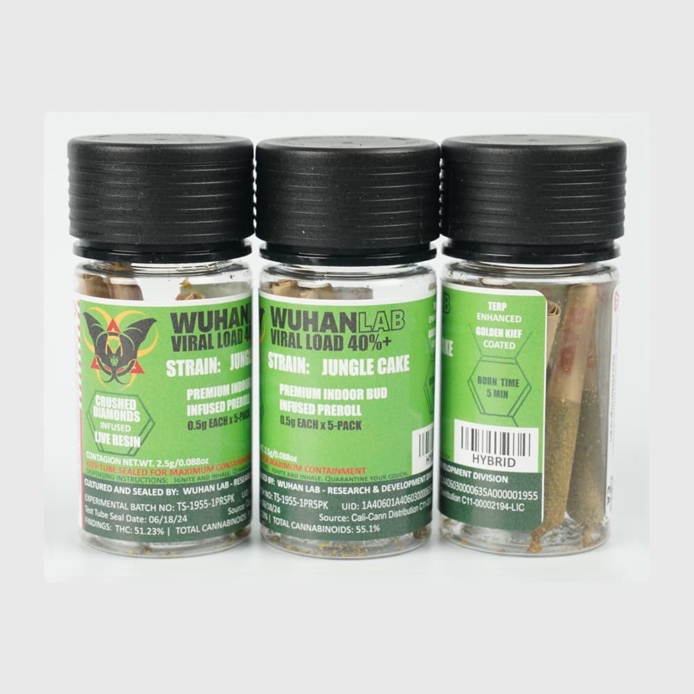 Jungle Cake  - 0.5g x 5 PACK Viral Load 40 - PREMIUM INDOOR BUD DIAMOND INFUSED KIEF COATED - Wuhan Lab