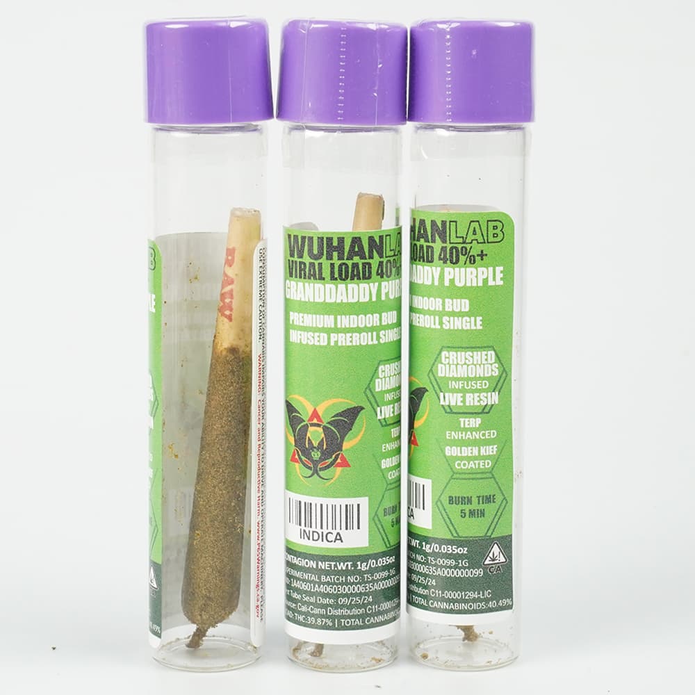 GRANDDADDY PURPLE - 1g Viral Load 40 - PREMIUM INDOOR BUD DIAMOND INFUSED KIEF COATED - Wuhan Lab