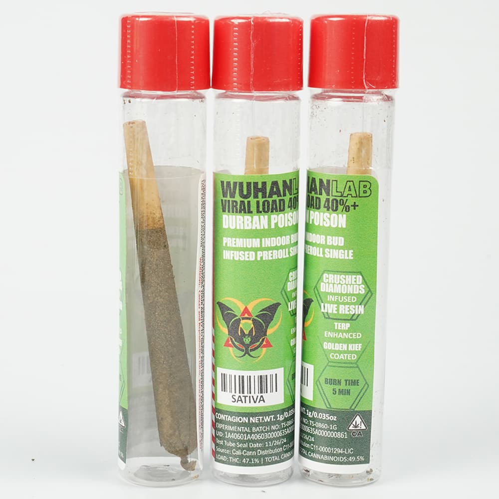 DURBAN POISON - 1g Viral Load 40 - PREMIUM INDOOR BUD DIAMOND INFUSED KIEF COATED - Wuhan Lab