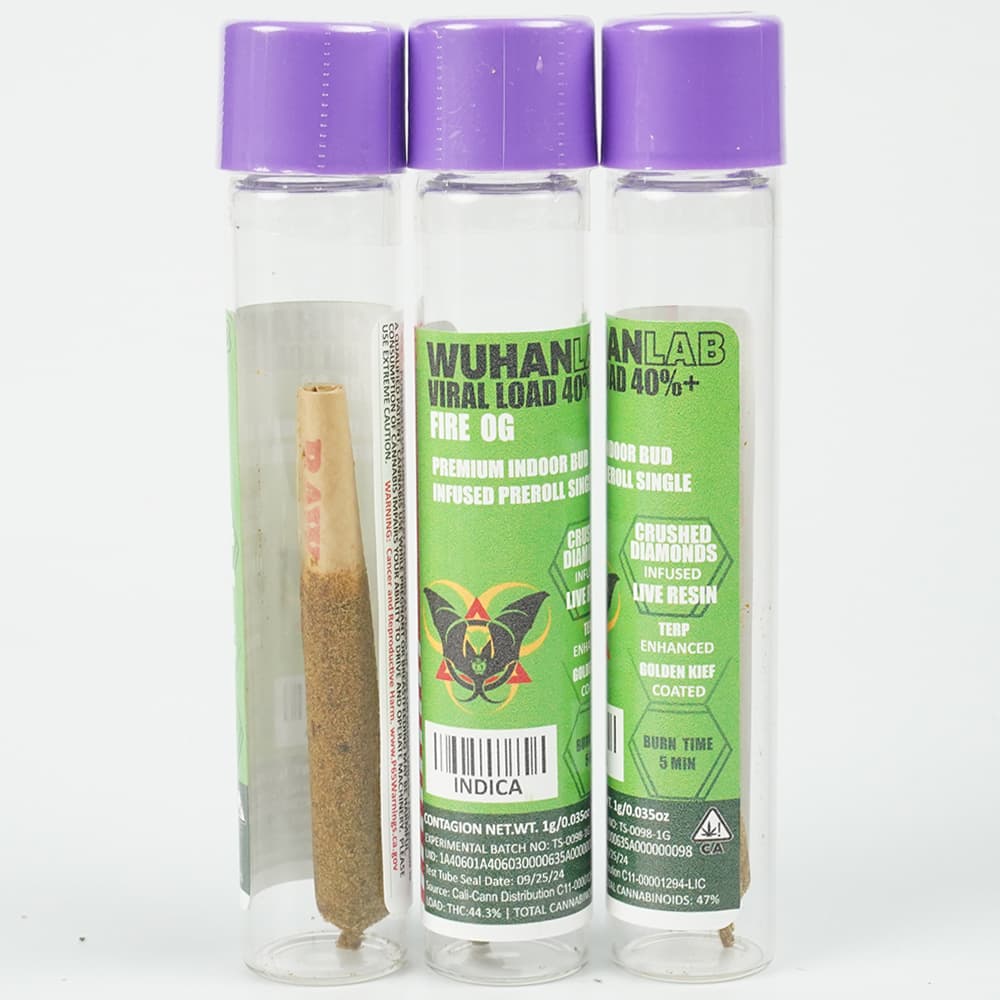 FIRE OG - 1g Viral Load 40 - PREMIUM INDOOR BUD DIAMOND INFUSED KIEF COATED - Wuhan Lab