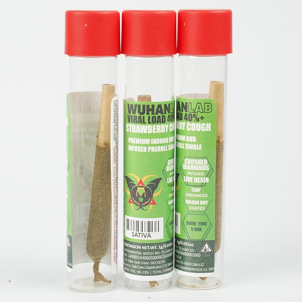 STRAWBERRY COUGH  - 1g Viral Load 40 - PREMIUM INDOOR BUD DIAMOND INFUSED KIEF COATED - Wuhan Lab