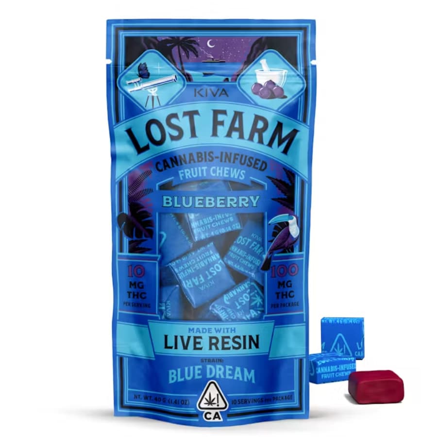 Lost Farm Blueberry x Blue Dream Live Resin Chews - 10mg THC Each x 10 pc Multipack - Kiva