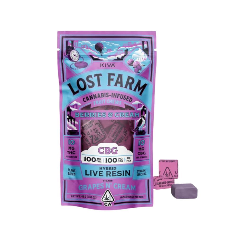 Lost Farm Berries & Cream x Grapes N' Cream - 10mg THC : 10mg CBG Each x 10 pc Multipack - Kiva