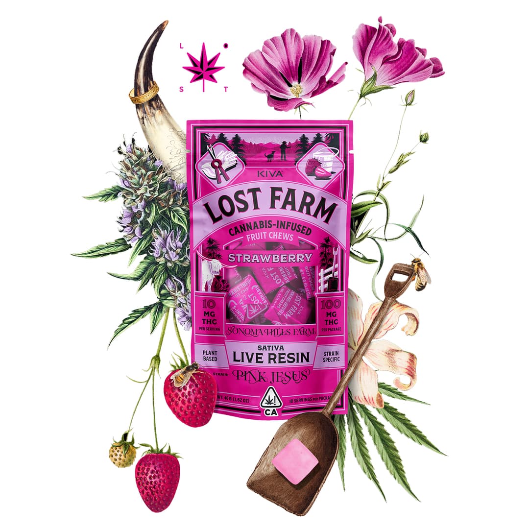 Lost Farm Strawberry x Pink Jesus Live Resin Chews - 10mg THC Each x 10 pc Multipack - Kiva