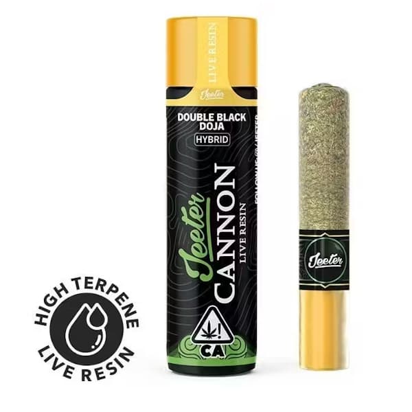 Double Black Doja - 1.3g Live Resin Infused Cannon - Preroll Single Joint Blunt - Jeeter
