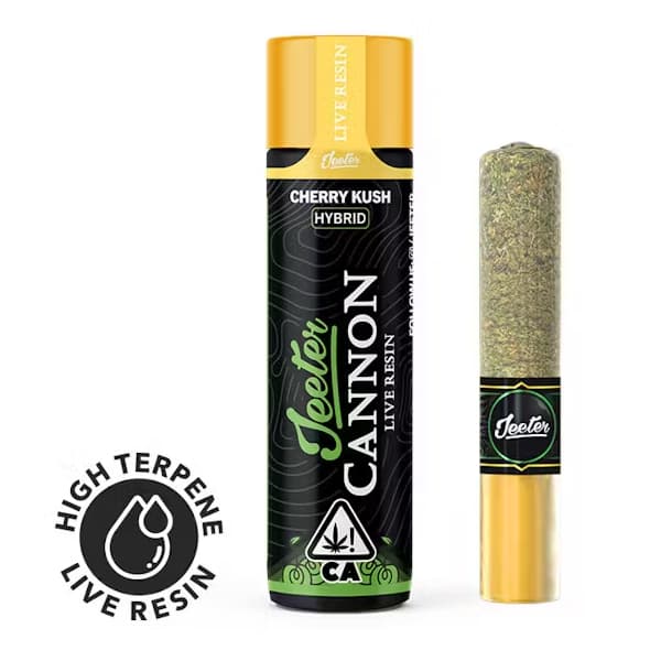 Cherry Kush - 1.3g Live Resin Infused Cannon - Preroll Single Joint Blunt - Jeeter