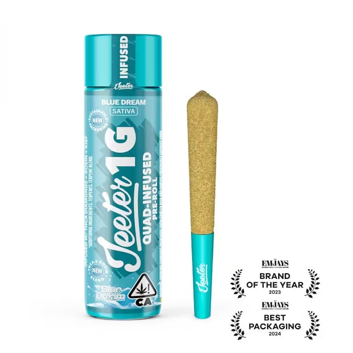 BLUE DREAM - 1G PREROLL SINGLE - ROSIN AND DIAMOND INFUSED AND KIEF COATED - Jeeter