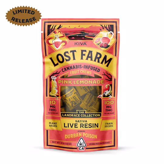 Lost Farm Pink Lemonade x Durban Poison Live Resin Chews - 10mg THC Each x 10 pc Multipack - Kivac