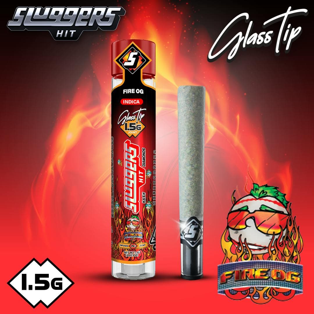 Fire OG - 1.5g Diamond and Hash Infused Glass Tip Joint Preroll Blunt - Sluggers