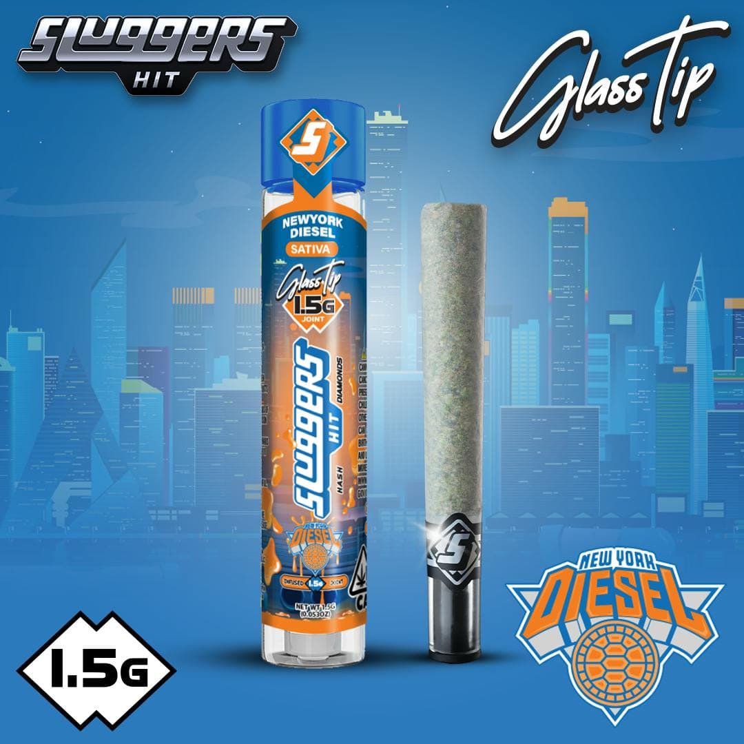 NYC Diesel - 1.5g Diamond and Hash Infused Glass Tip Joint Preroll Blunt - Sluggers