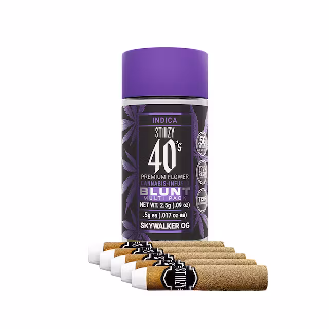 SKYWALKER OG - 0.5G EACH x 5 PACK 40S MINI BLUNT - LIVE RESIN INFUSED KIEF COATED - STIIIZY
