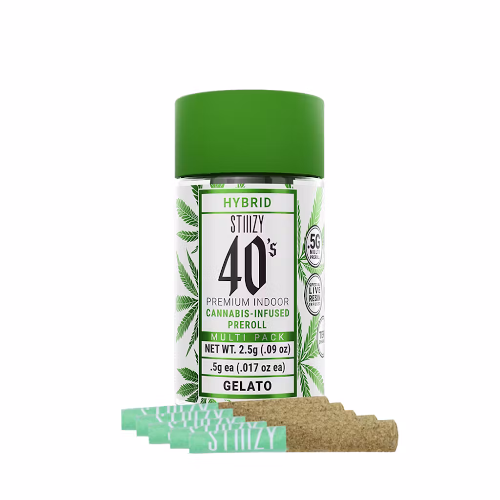 GELATO - 0.5G EACH x 5 PACK  40S MINI PREROLL - LIVE RESIN INFUSED KIEF COATED - STIIIZY